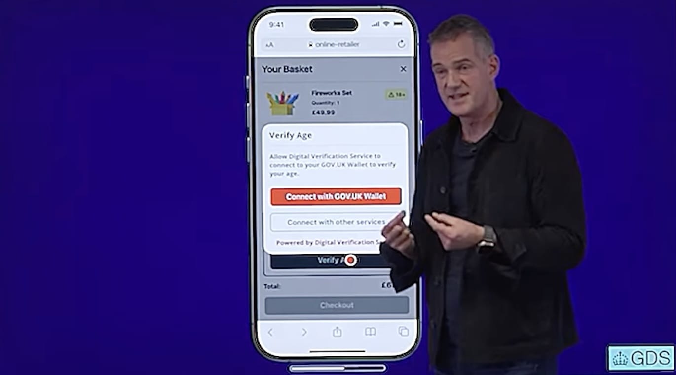 Screenshot showing how to prove you're old enough to buy fireworks using the GOV.UK Wallet